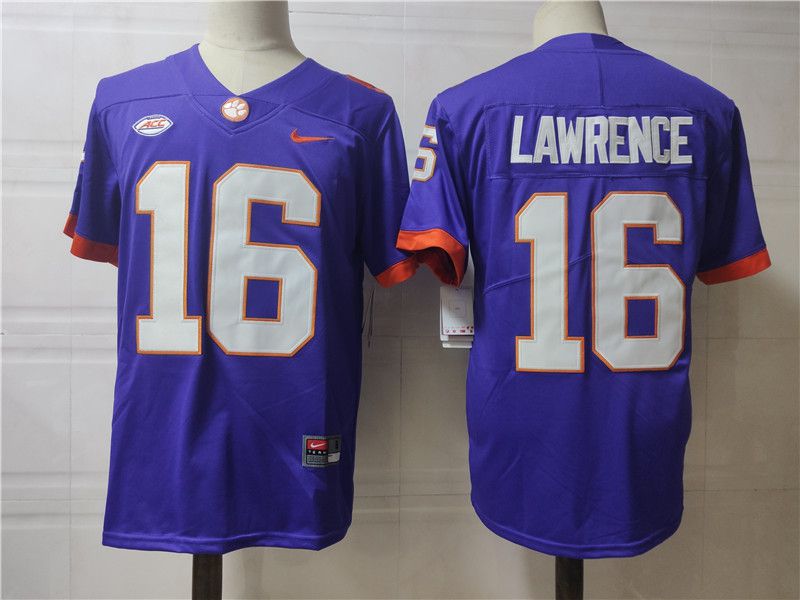 Men Clemson Tigers 16 Lawrence Purple Nike 2025 NCAA Jersey